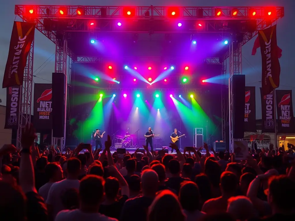 A lively image capturing a musical performance at the annual ILLIFEST festival, highlighting the energy and excitement of the event and the diverse talent showcased.