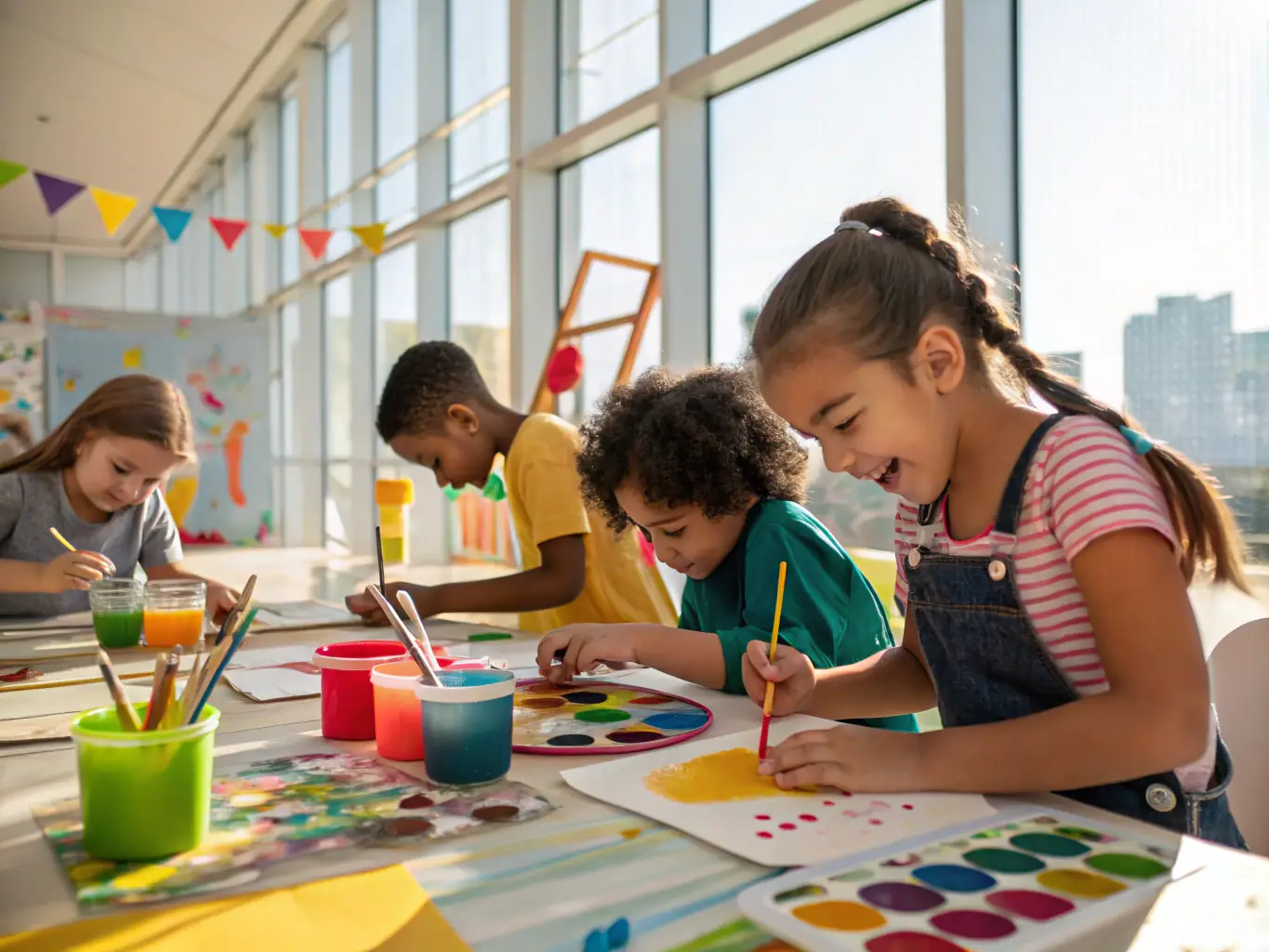 An image showing children participating in a cultural workshop organized by ILLIFEST, emphasizing the organization's commitment to education and youth engagement.